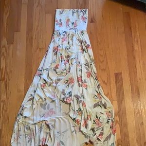 Strapless Tropical Cream Dress